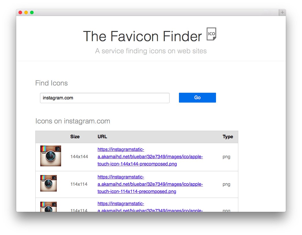 Favicon Finder 的屏幕截图